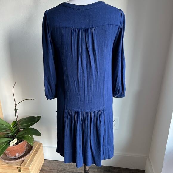 Anthropologie Dubois Embroidered Blue Tunic Dress With Pockets Size 0 - Picture 4 of 7